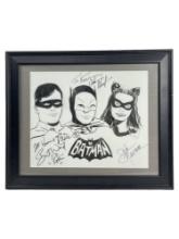 Original Batman Comic Art Signed by Adam West Burt Ward and Julie Newmar