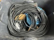 LOT - ASSORTED SPEAKER CABLE, 15 NEW POWER SUPPLYS, & MORE - IN BIN
