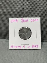 1943 Steel War Cent (missing 4 in 1943)