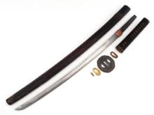 Fine Edo Period Higo Or Hizen Wakizashi With Unique Grooved Blade.