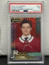 Cole Caufield 2021 Upper Deck Synergy Rookie Journey Red (#79/499) Insert RC PSA 7 NM #RJ-5