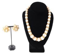 Joan Rivers Large Pearl Necklace w/Clip On Earrings Set