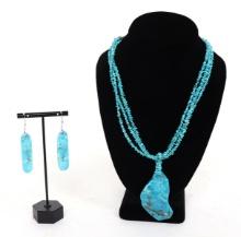 Gorgeous Native American Turquoise Necklace & Earring Set