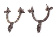 Spanish Colonial Gold & Iron Chiseled Spurs, Circa 1790s
