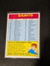 1974 Topps Saints Team Checklist Football Card