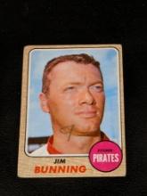 1968 Topps JIM BUNNING #215 HOF Vintage Baseball Card