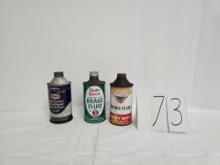 Lot Of 3 12 Oz Cans Texaco Fuel System Conditioner &de-icer And Quaker Supreme Brake Fluid And Wagne