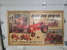 Framed original poster Go IH red 61" by 38" good condition