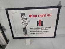 Framed original IH step right in sign 38" by 26"  good condition