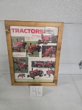 Framed original brochure IH tractors 20" by 26" good condition