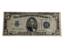 1934A $5 Bill - Blue Seal