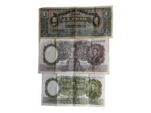Lot of 3 Foreign Banknotes - Mexico & Argentina