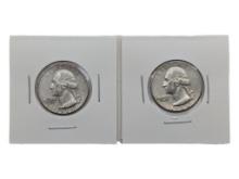 Lot of 2 Silver Washington Quarters - 1964-D & 1964