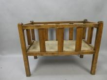 Antique Oak Wood Child's Crib Doll Bed