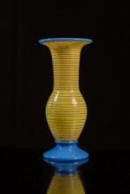 Vintage Yellow and Red Pinstripe Art Vase