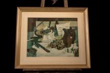 Food and Table Still Life by Georges Braque, Framed Print