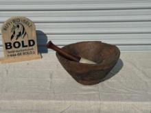 Hand Carved Wooden Bowl & Pestle