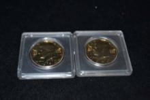(2) 1974 Gold Plated Kennedy Commemorative Half Dollars