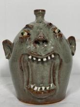 Folk Art Pottery Face Jug Signed Marvin Baily South Carolina