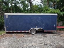 U.S Cargo Enclosed Trailer Blue Missing Axle. 7.5' x 20'. Lights work. Clean title.