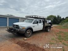 2011 RAM 4500 4x4 Crew-Cab Flatbed/Service Truck Runs & Moves) (Jump to Start, Check Engine Light On