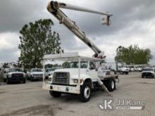 (Kansas City, MO) Altec LRIII-55, Over-Center Bucket Truck rear mounted on 1996 Ford F800 Flatbed/Ut