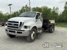 (Fort Wayne, IN) 2011 Ford F750 Flatbed Truck Not Running, Condition Unknown) No Crank, Seller State