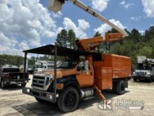 Altec LR756, Over-Center Bucket Truck mounted behind cab on 2013 Ford F750 Chipper Dump Truck Runs &