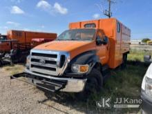 (Waxahachie, TX) 2015 Ford F650 Chipper Dump Truck Not Running, Condition Unknown, No Key, Drive Sha