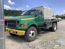 2000 Ford F650 Flatbed/Utility Truck Not Running, Condition Unknown, Cranks, Rust Damage