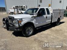 2012 Ford F350 4x4 Extended-Cab Service Truck Wrecked) (Runs & Moves.) (Front Right Side Axel Bent, 