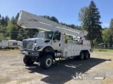 Altec A77T-E93, Articulating & Telescopic Material Handling Elevator Bucket Truck mounted behind cab