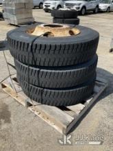 (3) Tires 10R22.5 w/ steel rims (Used) NOTE: This unit is being sold AS IS/WHERE IS via Timed Auctio