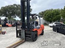 2007 Toyota 7FDAU50 Solid Tired Forklift Runs, Moves & Operates)( Can Not Read Hour Meter