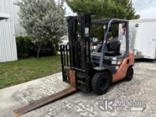 Toyota 8FDU25 Solid Tired Forklift Runs, Moves & Operates) (Jump to Start