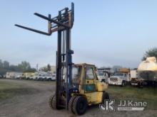 1981 Komatsu FD70-5 Rubber Tired Forklift Runs, Moves & Operates, Body & Rust Damage, Broken Door Gl