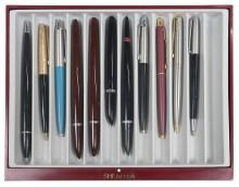 11 Parker Fountain, Ballpoint Pens, & Pencils, Various Styles Incl 51 Desk