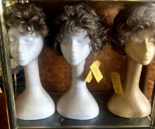 3- wigs with styrofoam heads