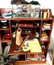upstairs-Desk with Indian craft items to make belts-purses