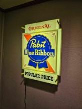 pabst blue ribbon lighted beer sign