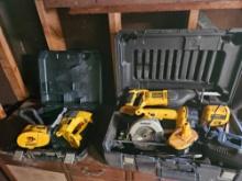 Dewalt 18 volt power tools with batteries and charger