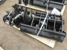 (9) Unused 2024 MIVA Excavator Attachments: Quick Hitch, Rake, Ripper, Grab