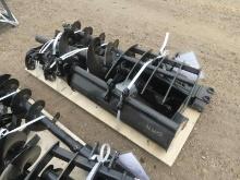 (9) Unused 2024 MIVA Excavator Attachments: Quick Hitch, Rake, Ripper, Grab