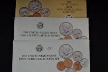 3 Sets including 2-1989 and 1-1990 United States Mint Sets; 3xBid