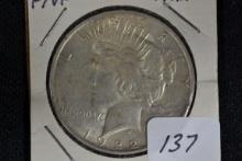 1922 Peace Dollar; F