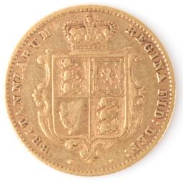 1880 GOLD BUN HEAD VICTORIA HALF SOVEREIGN