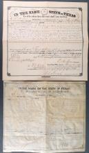 2 TEXAS LAND GRANT PEASE & BELL SIGNED