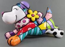 ROMERO BRITTO ANABEL RESIN DOG SCULPTURE SIGNED