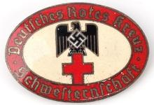 WWII GERMAN REICH NURSE RED CROSS ENAMELED BADGE