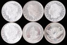 LOT OF 6 ONE OTZ SILVER BULLION COINS